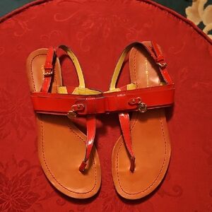 Tommy Hilfiger Red Leather Sandals